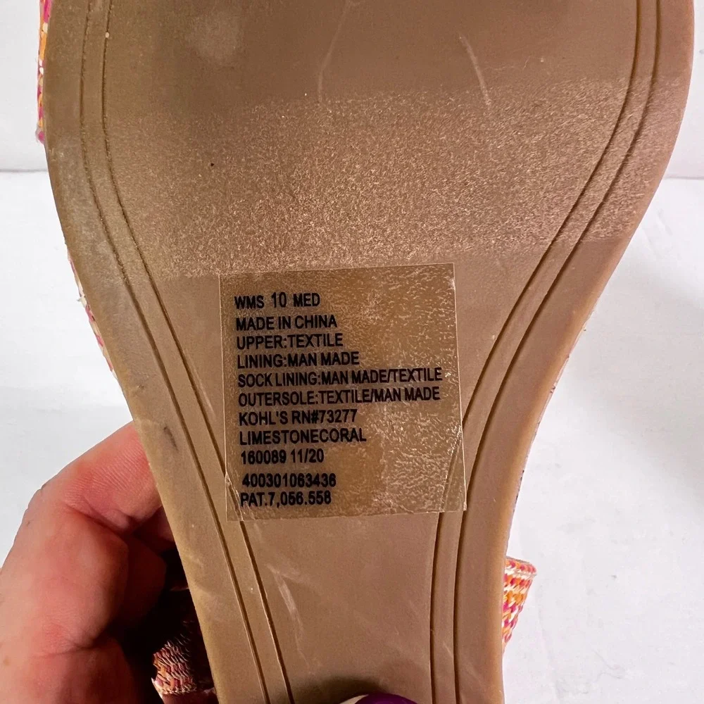 LC Lauren Conrad Wedge Sandals 10 Coral Woven Cork Strappy Boho Summer 160089